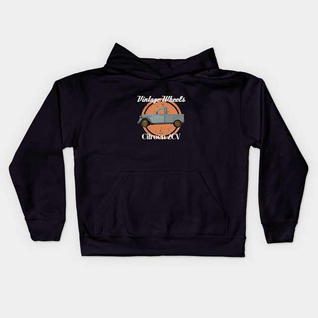 Vintage Wheels - Citroën 2CV Pickup Kids Hoodie by DaJellah